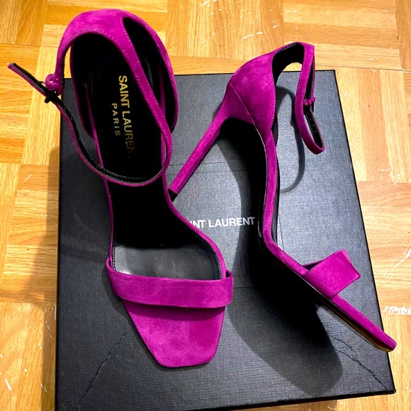 Suede Saint Laurent heeled sandals - Picture 2 of 3
